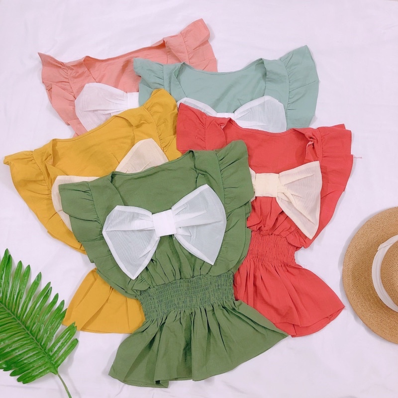 Áo Peplum Tay Tiên Có Nơ Ngực Chất Mát - Jancaroshop
