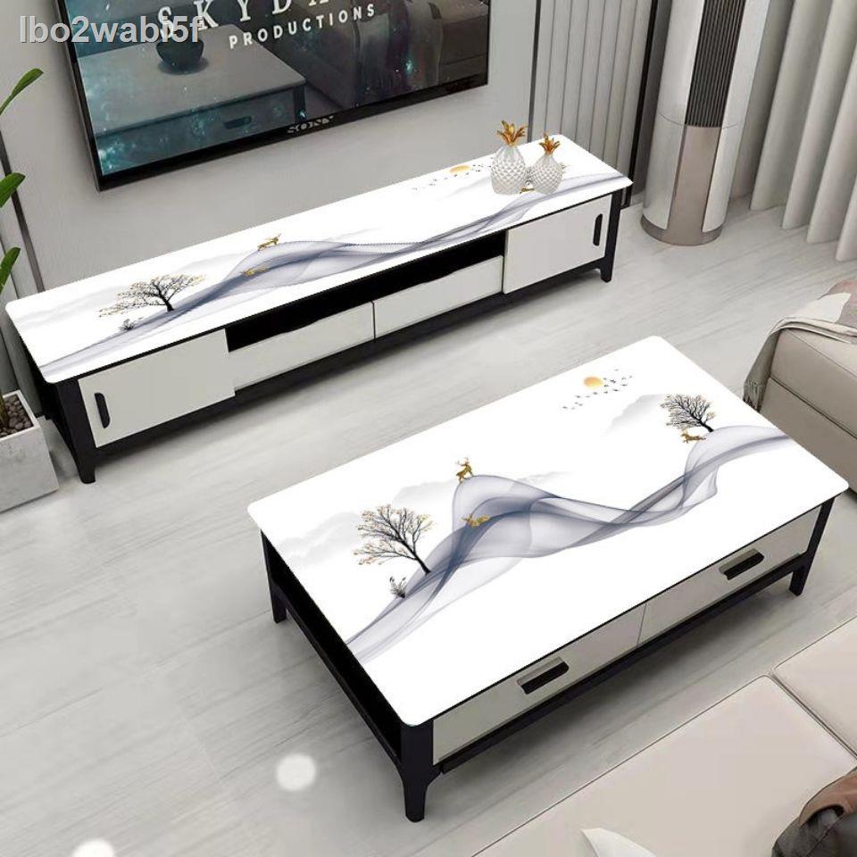 ❀ ✾  lbo2wabi5f PVC kính mềm không thấm nước và dầu Tủ tivi mờ hình chữ nhật bằng đá cẩm