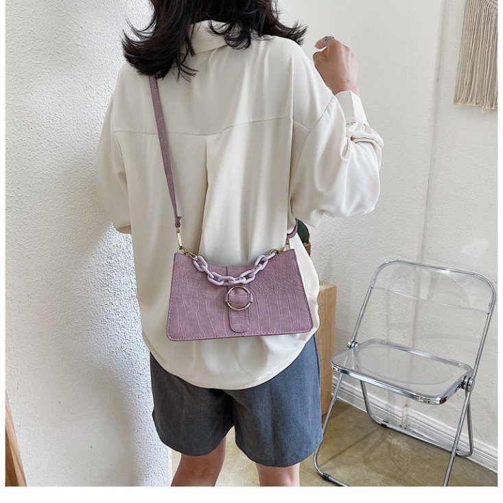Túi xách nữ, túi đeo chéo sang trọng vân da cá sấu cao cấp phối xích trẻ trung TX25 - Chip Xinh Boutique