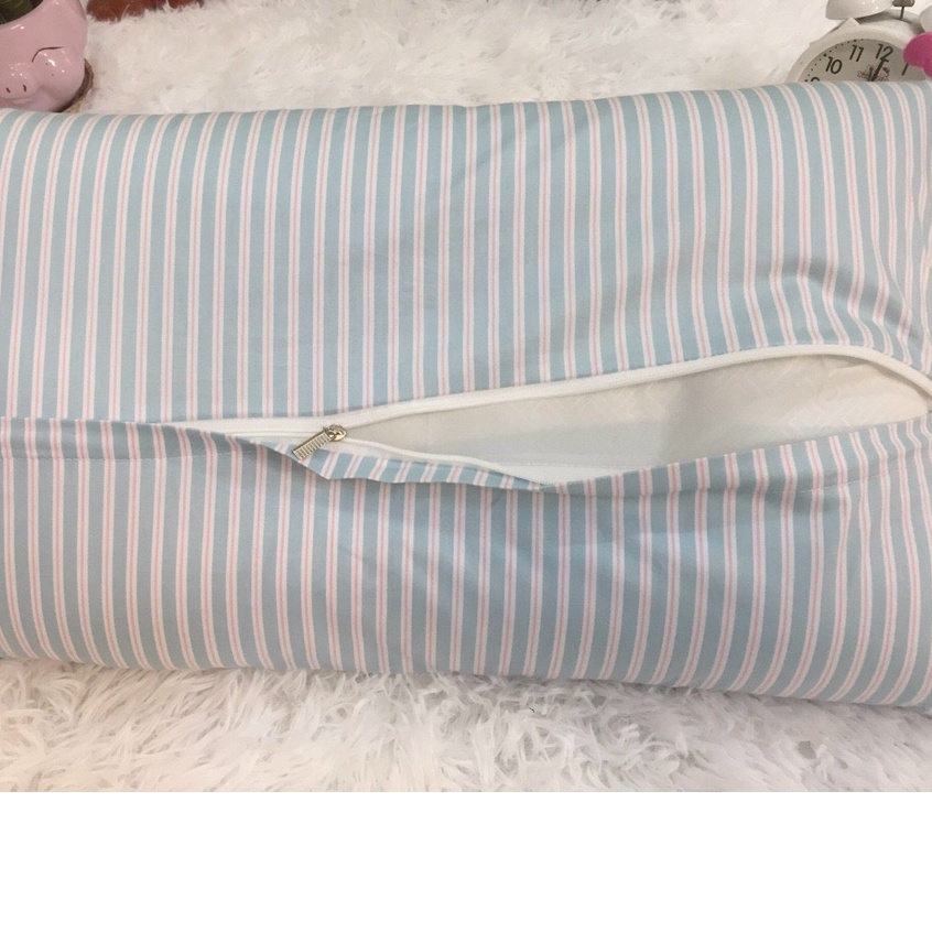 Gối trẻ em cotton kẻ ngang cho bé 1-8 tuổi, gối cotton hình thú cho bé kích thước 25x45cm mềm mát an toàn cho bé