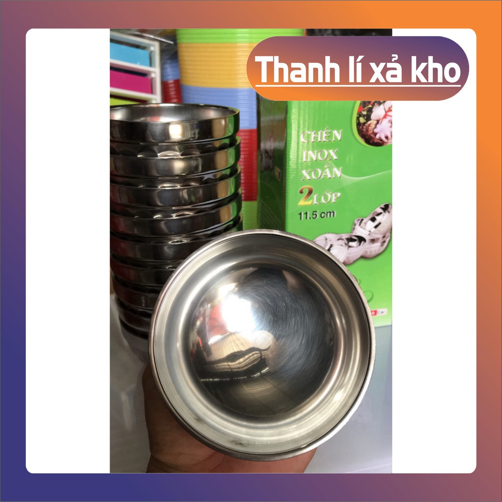 Chén inox 💖𝑭𝑹𝑬𝑬𝑺𝑯𝑰𝑷💖 Chén Cơm Inox 304 2 lớp Xoắn Cao Cấp Không Gỉ