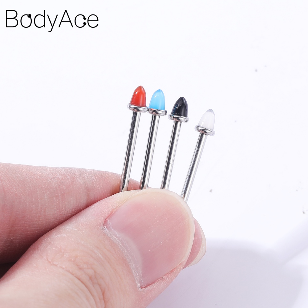 1 Khuyên Cơ Thể Hình Trái Tim Đính Pha Lê 14G Bằng Thép Không Gỉ Cá Tính