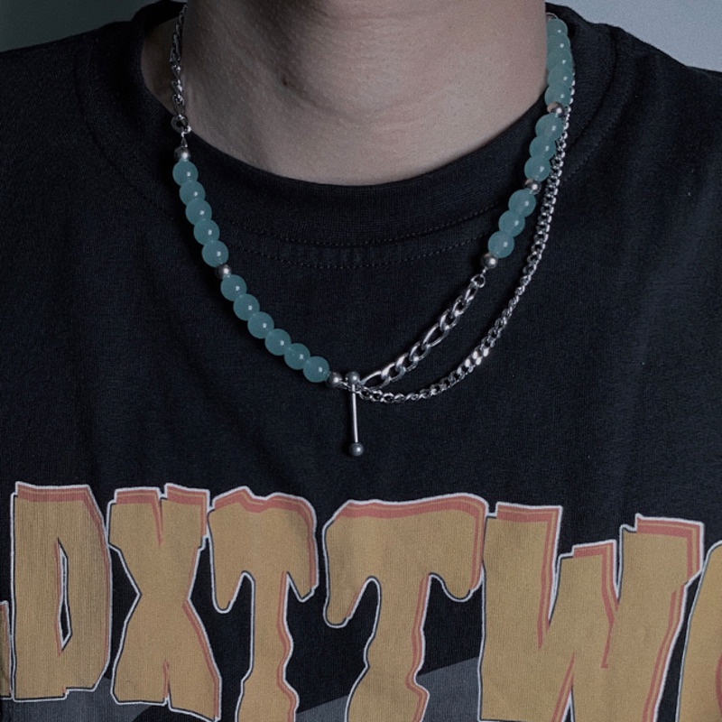 Dây Chuyền Khâu Màu Xanh Bạc Hà  191205Áo Thun Tay Ngắn Phong Cách Harajuku Hàn Quốc Cá Tính