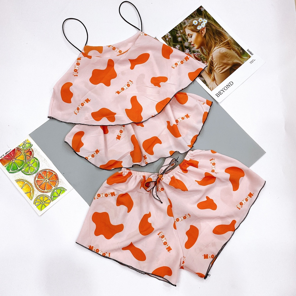 Đồ ngủ, đồ mặc nhà bò sữa hai dây vải đẹp mềm mại | BigBuy360 - bigbuy360.vn