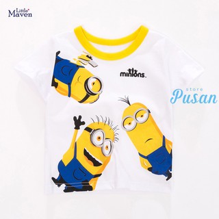 Áo thun phông cộc tay bé trai bé gái Little Maven hình minion ngộ nghĩnh