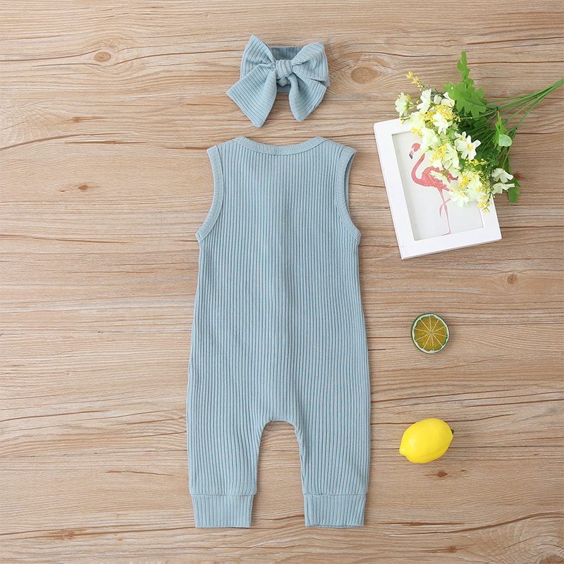 Body bé gái bộ đồ sơ sinh từ 0 đến 36 tháng bodysuit liền thân Màu Trơn Cài Nút Dành mùa hè không tay quần áo cho bé trẻ em