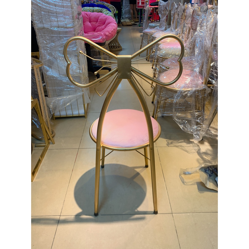 Ghế nơ trang điểm khung sắt nệm nhung