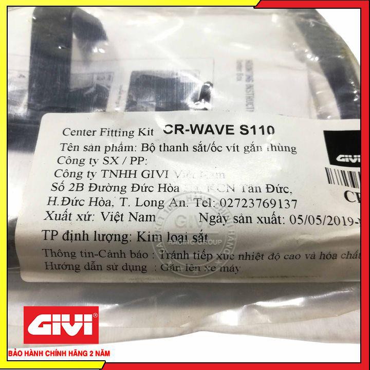 Pát Gắn Thùng Giữa Givi Cho Honda Wave S110 (bộ linh kiện đai ốc vít lắp thùng)