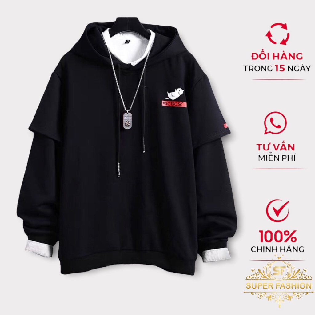 Áo Khoác Hoodie Nam Nữ Phối Họa Tiết Mèo Phong Cách Siêu Hot Trend Thời Trang Super Fashion