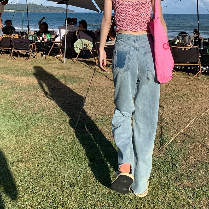 Quần denim ống rộng thiết kế đơn giản cho nữ | BigBuy360 - bigbuy360.vn