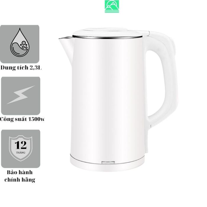 Ấm đun nước siêu tốc 2.3l inox 304 hàng chất lượng bảo hành 1 năm 1 đổi 1