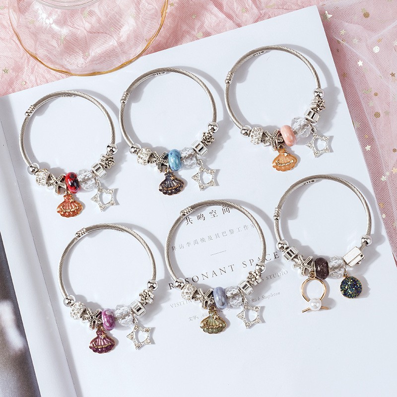 Vòng Tay Đính Đá Pha Lê Phong Cách Hàn Quốc Đơn Giản Cho Nữ