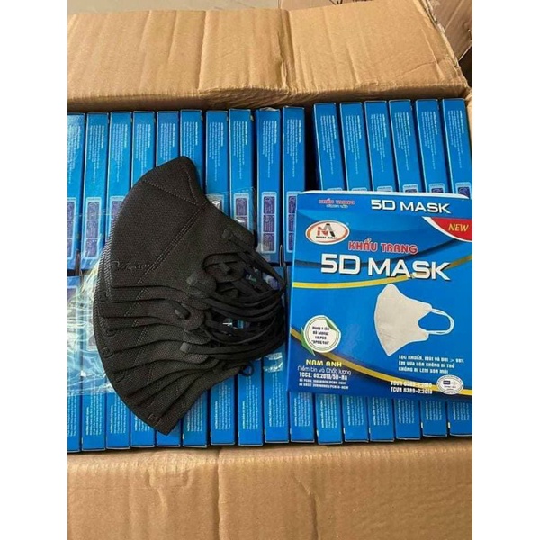 10 cái) Khẩu Trang 5D Mask Nam Anh Famapro Quai Thun màu đen