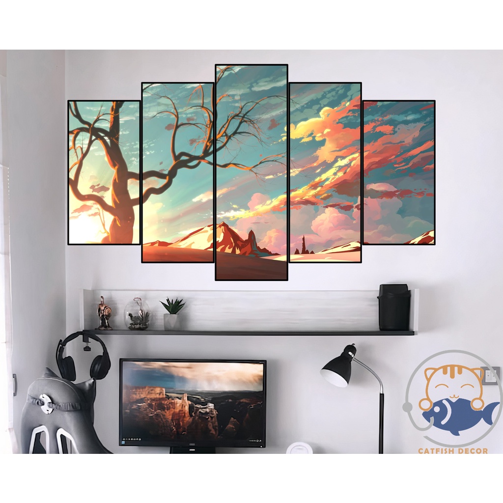 Tranh dán tường chủ đề Phong Cảnh - Landscape - Fantasy Art - Digital Art - Room decor - bộ 3