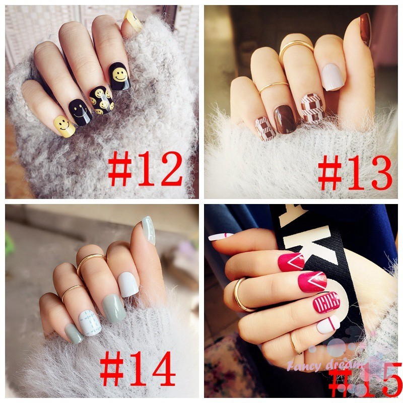Bộ 24 móng giả nhiều hoa văn thời trang làm nail nghệ thuật