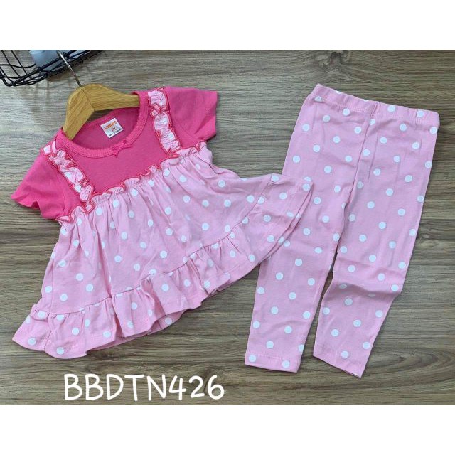 PhongphucKids Bộ quần áo trẻ em tay ngắn quần dài dáng babydoll thun borip xuất khẩu cho bé gái