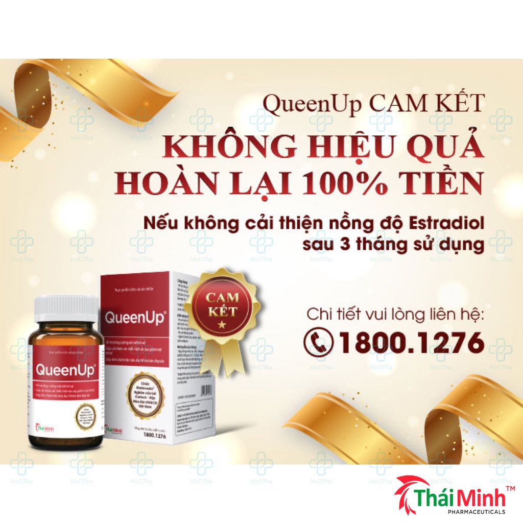 QueenUp - Bổ Sung Nội Tiết Tố Nữ, Giảm Triệu Chứng Bốc Hỏa, Mất Ngủ, Làm Đẹp Da, Chống Lão Hóa (30 viên) [Chính Hãng]