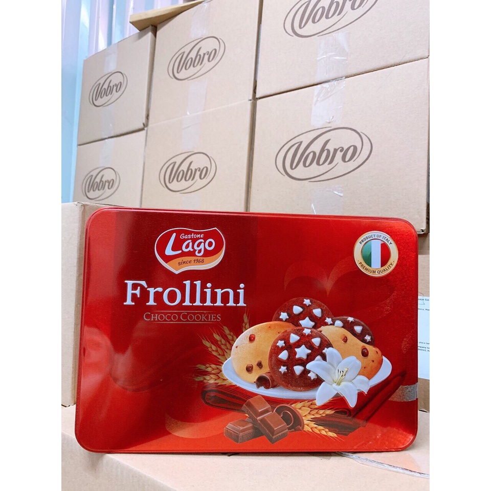 (HÀNG TẾT 2022)_Bánh hộp sắt Lago Frollini Chocolate Cookies 700g của Italy