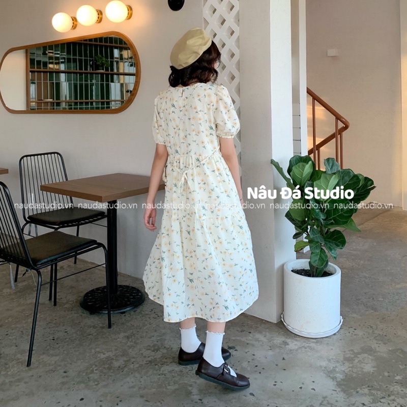 ĐẦM/VÁY VOAN BABYDOLL HOA  - NÂU ĐÁ STUDIO.