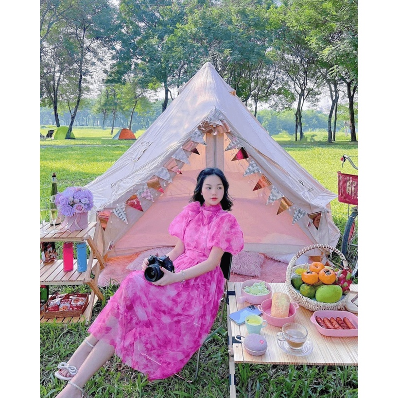 ĐẦM VOAN NƠ CỔ TAY BỒNG CÔNG CHÚA NHẸ NHÀNG THANH KHIẾT