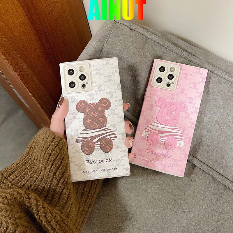 Ốp điện thoại TPU mềm chống sốc chống bụi hình gấu hồng cho iPhone11 12 13 Pro Max 7 8 Plus X XS XR XSMAX