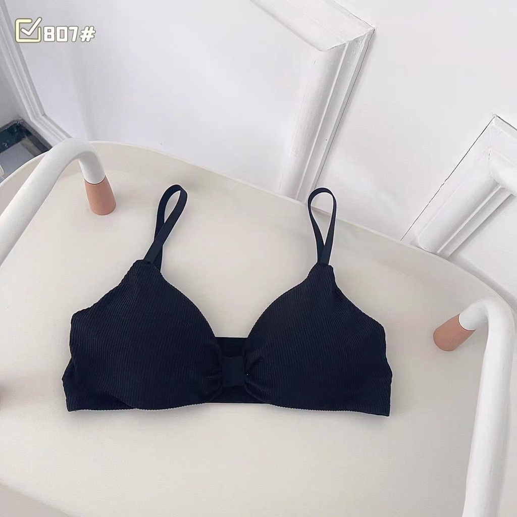 Áo lót nữ cotton sexy gân tăm nơ áo ngực nữ quyến rũ Sumio_offical không gọng AL003