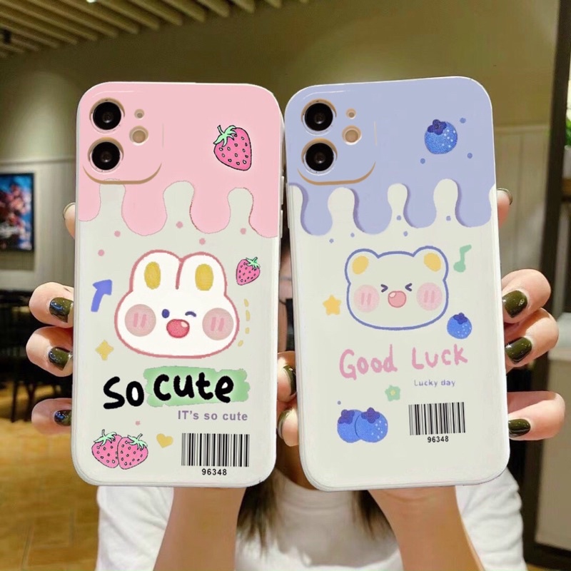 Ốp lưng hình gấu việt quất luck chất ốp đẹp cạnh vuông giả ip12 5/5s/6/6plus/6s/7/7plus/8/8plus/x/xr/xs/11/12/pro/max