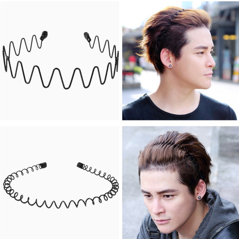 Băng Đô Gợn Sóng Nhiều Kiểu Bằng Kim Loại Co Giãn Thời Trang Unisex