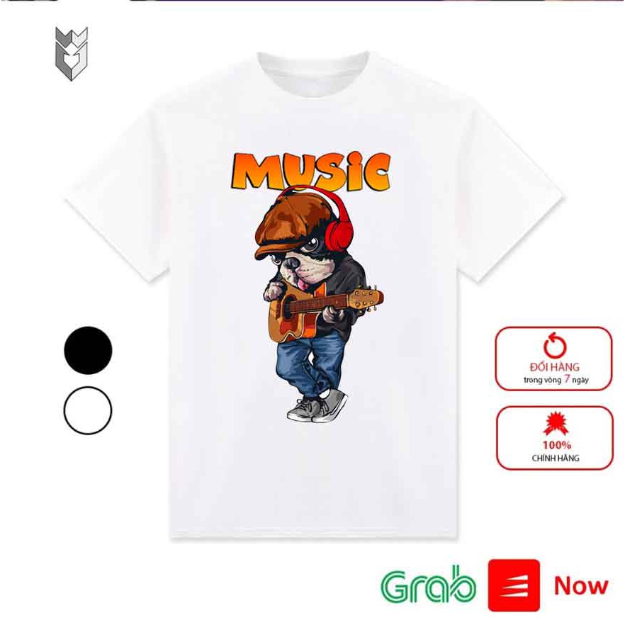 Áo thun Cao cấp chó gấu MUSIC dễ thương cotton 100%