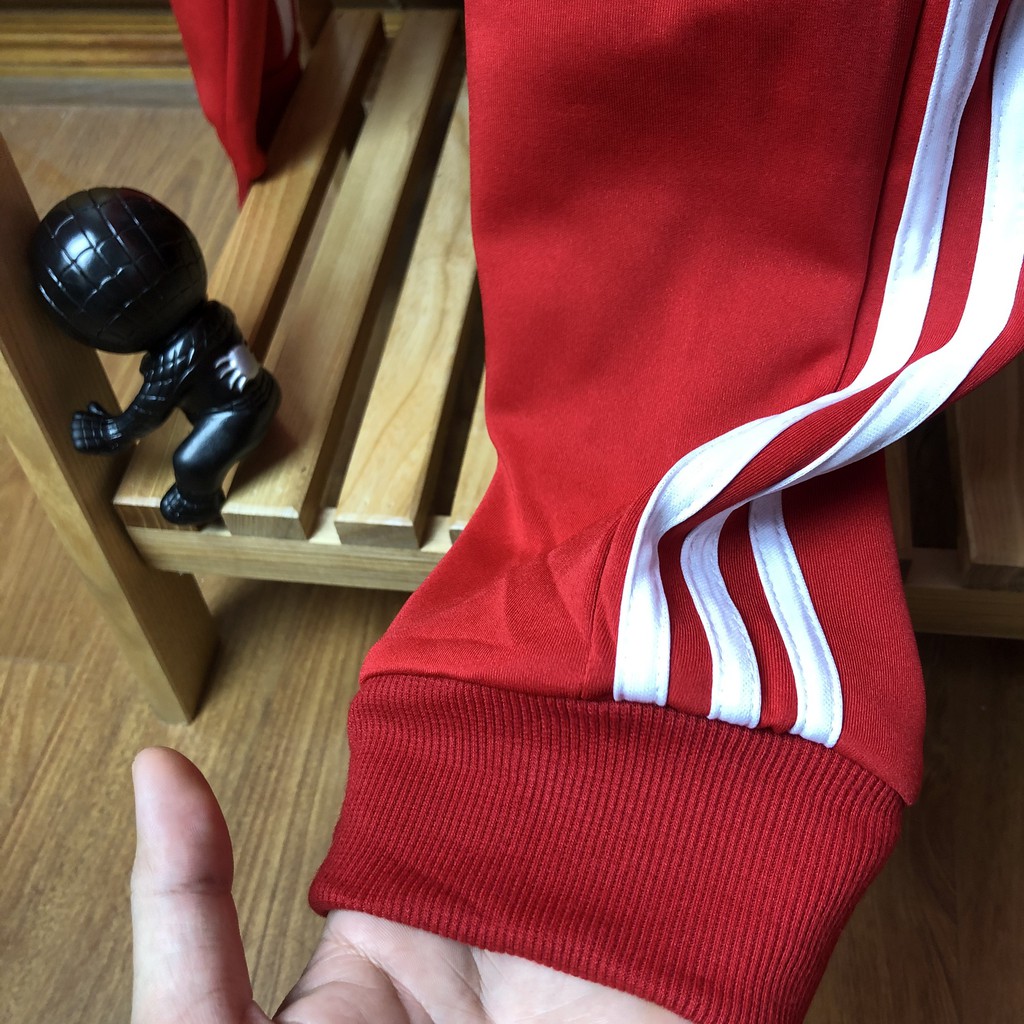 Quần Jogger Thể Thao Đỏ 3 Sọc Trắng - Bo chun, vài đẹp | BigBuy360 - bigbuy360.vn