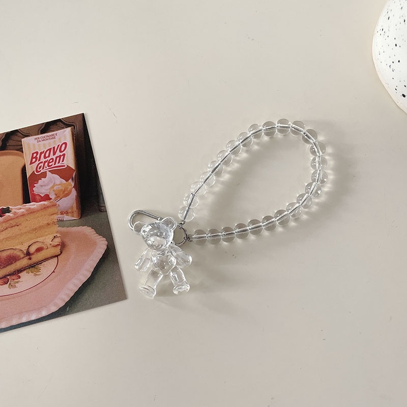 Móc khóa trong suốt trang trí gấu /cánh bướm