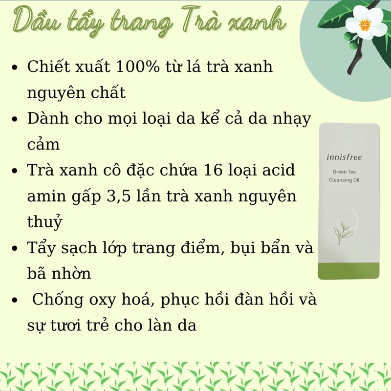 Sample Dầu tẩy trang Trà xanh Innisfree Green Tea Cleasing Oil 1ml