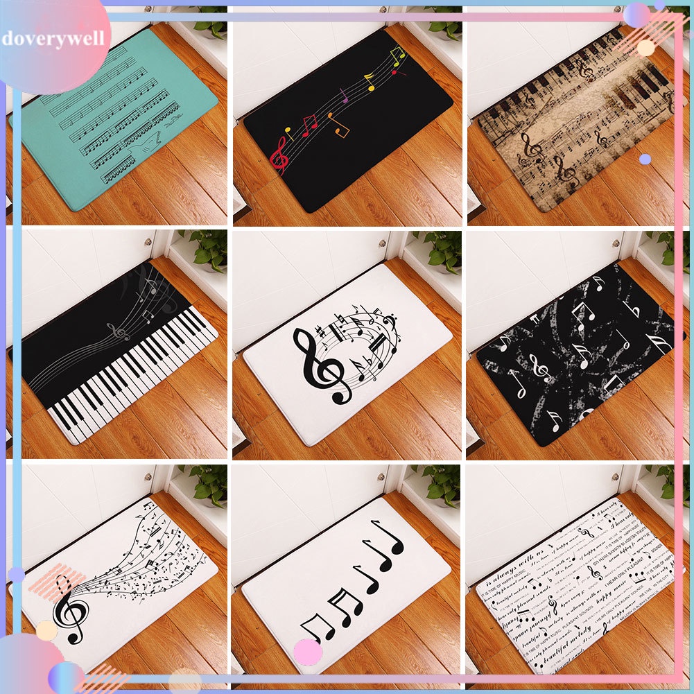 Thảm lót cửa chùi chân chống trượt in hình nốt nhạc đàn piano chất lượng