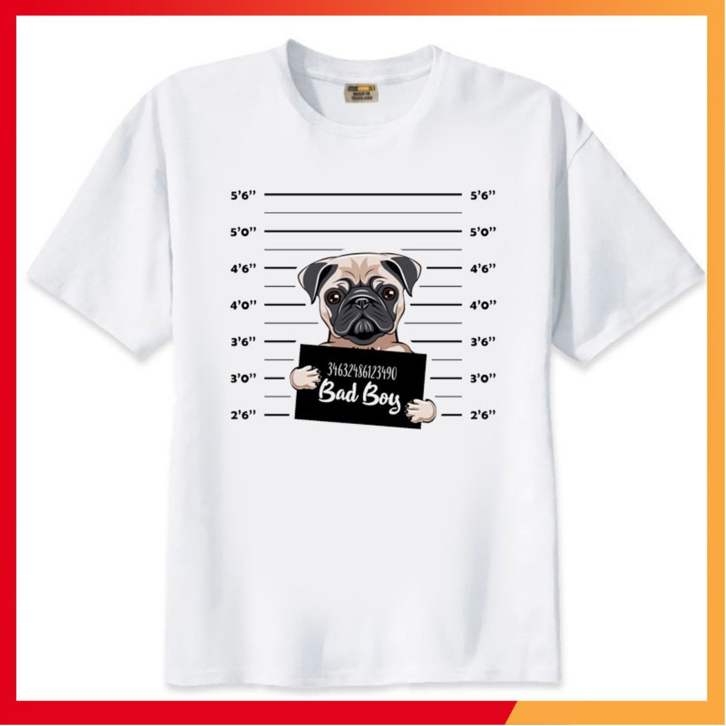 Áo thun Teen Nam Nữ in hình Chó Pug Bad Dog - Form rộng BIGSIZE