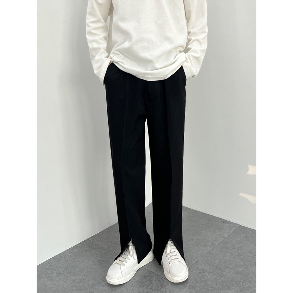 Quần thun nam xẻ tà hot- quần ống rộng nam thời trang vải co giãn tốt 2022