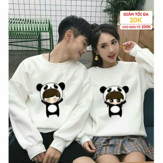 Áo đôi thu đông in hình gấu ấm áp