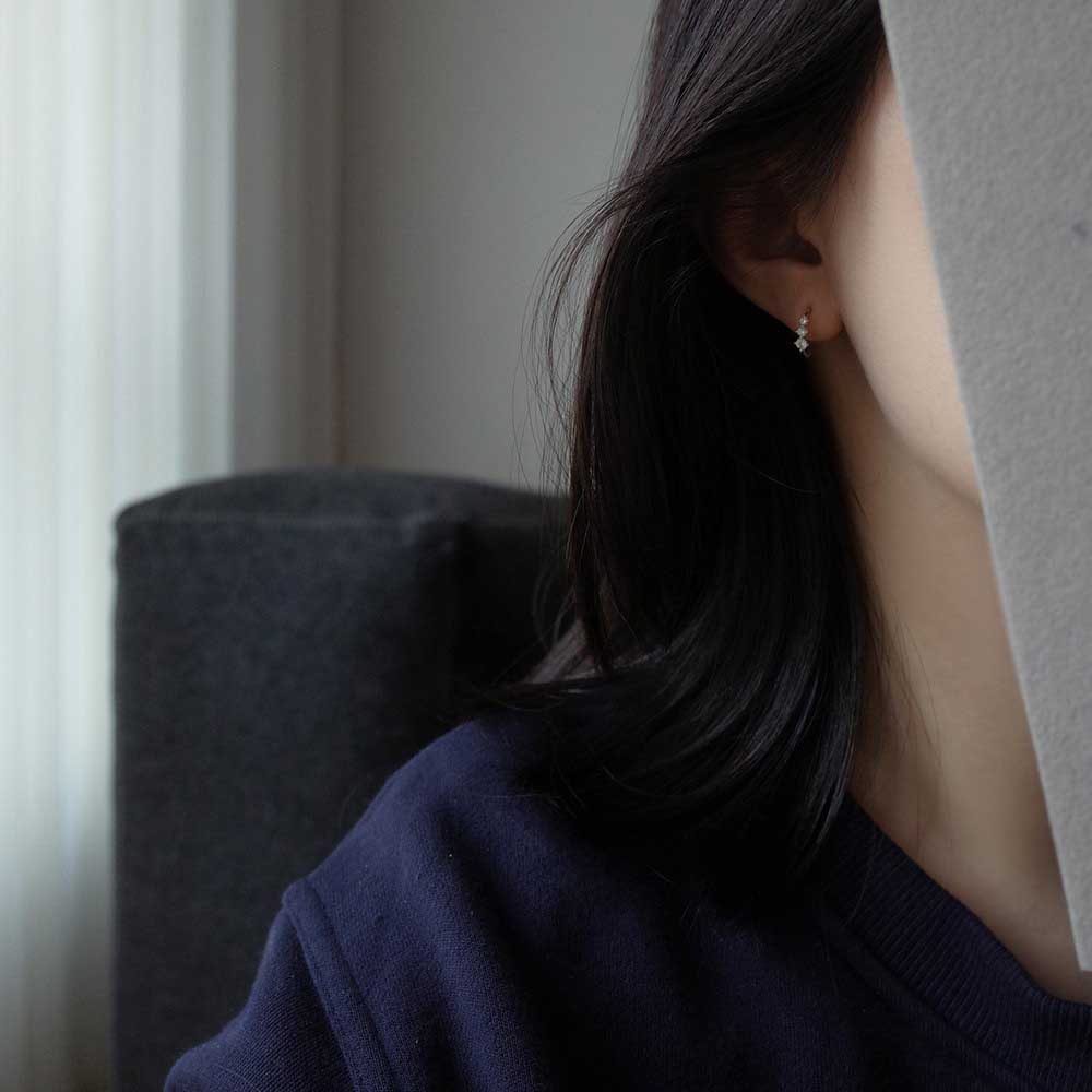 Bông Tai Mạ Vàng / Bạc 925 Đính Đá Zircon Đơn Giản Thanh Lịch Thời Trang Dành Cho Nữ