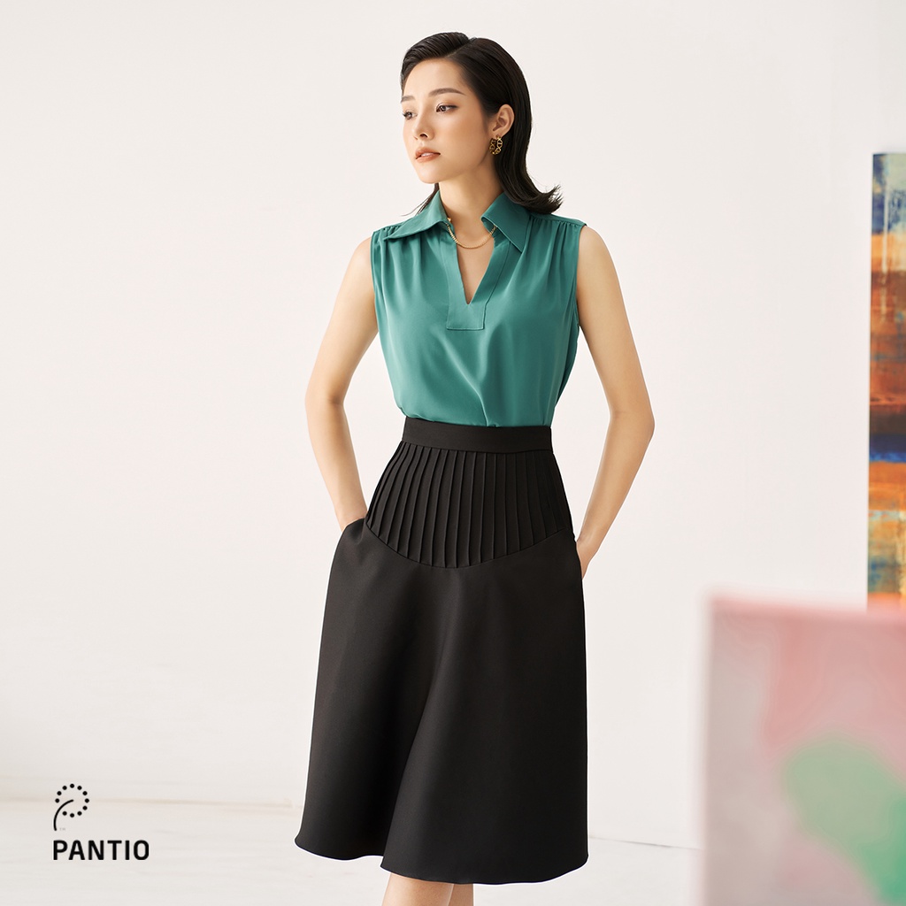 Áo sơ mi chất liệu lụa thiết kế không tay dáng suông FAS32989 - PANTIO