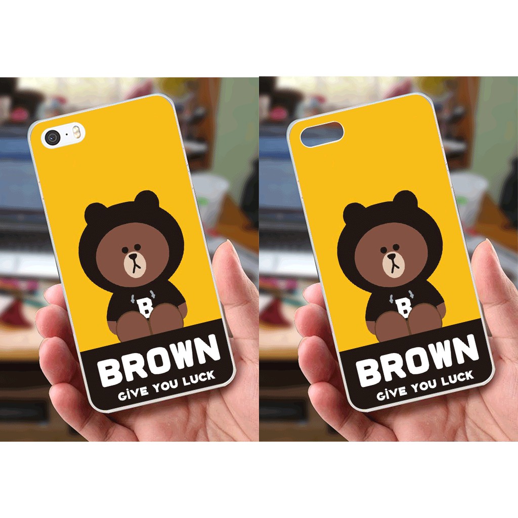 Ốp lưng iPhone 5 / 5S (dẻo viền trắng trong) - Hinh Gấu Brown, Panda Cực Dễ Thương