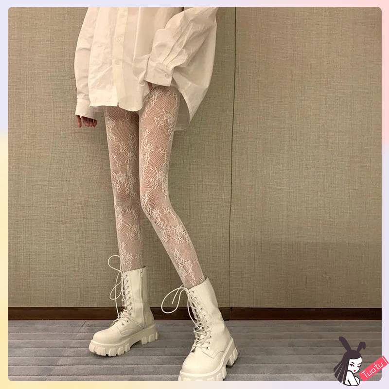 Tuotu | Hoa nho trắng Vine Loli Stockings Nữ mùa xuân và mùa hè Phần mỏng Sexy Lili Chống móc Silk Beauty Hollow Dưới