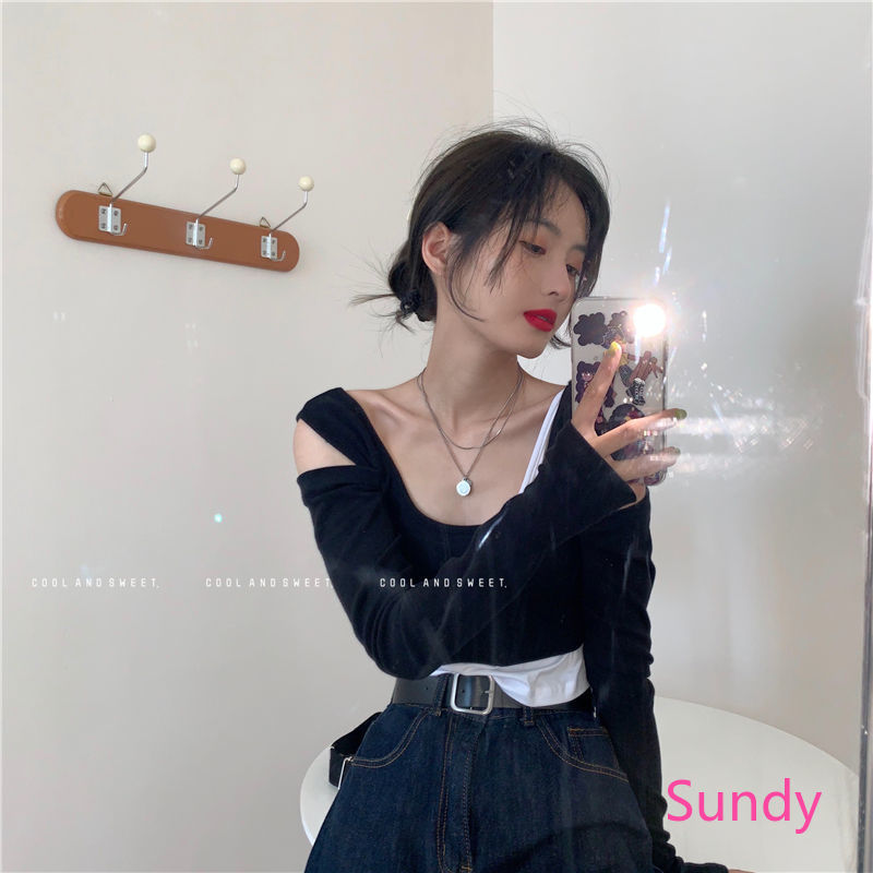 Áo Kiểu Tay Dài Thiết Kế Trễ Vai Nữ Tính