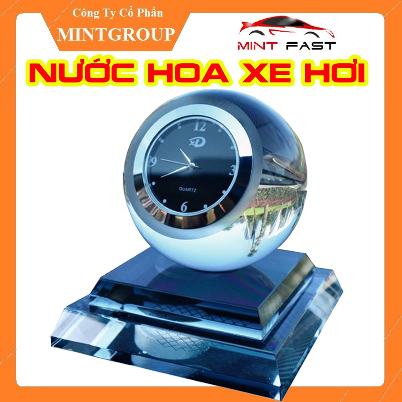 Nước hoa đồng hồ tinh cầu thủy tinh trang trí taplo xe hơi, bàn làm việc, quà tặng sinh nhật cao cấp ( màu xanh dương )