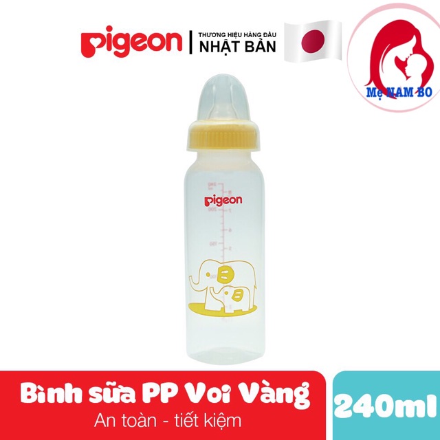 BÌNH SỮA PP TIÊU CHUẨN 240ml PIGEON HÌNH CON VOI, KHÔNG CHỨA BPA AN TOÀN TUYỆT ĐỐI CHO BÉ YÊU