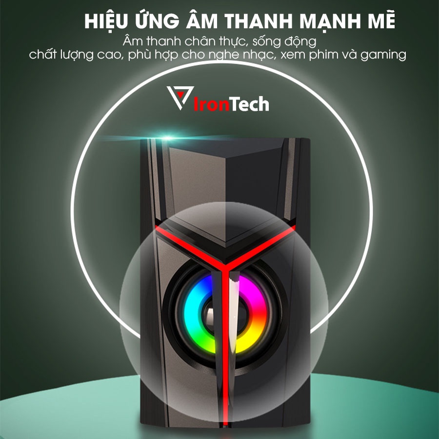 Loa máy vi tính gaming IronTech Bonks DX19 LED RGB đổi màu super bass toàn dải tương thích laptop pc điện thoại tv