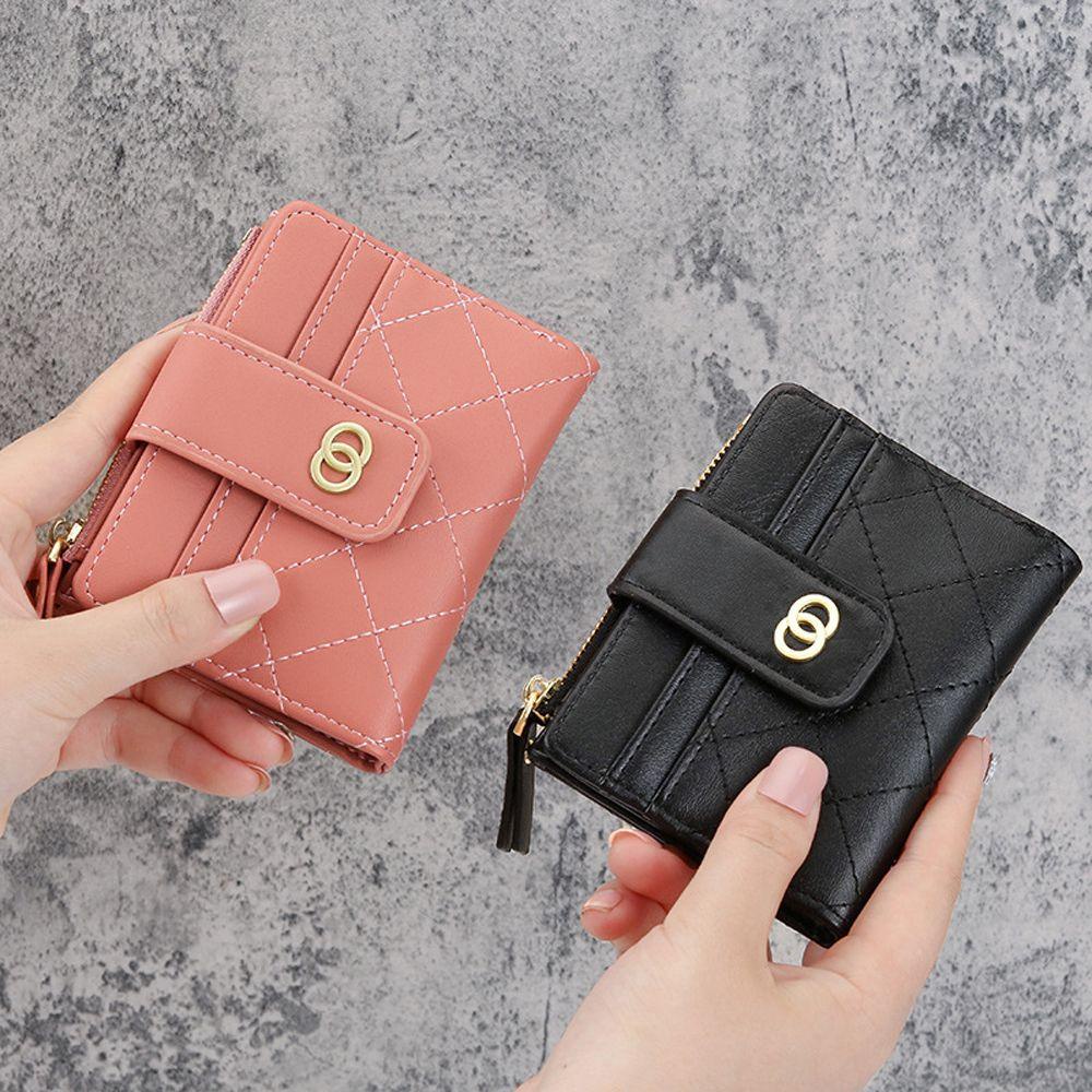Ví Đựng Tiền Xu Bằng Da PU Thiết Kế Hai Vòng Tròn Phong Cách Retro Thanh Lịch Dành Cho Nữ