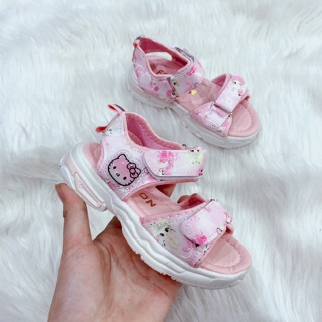 Dép quai hậu bé gái có đèn nháy mèo kitty size 26-30