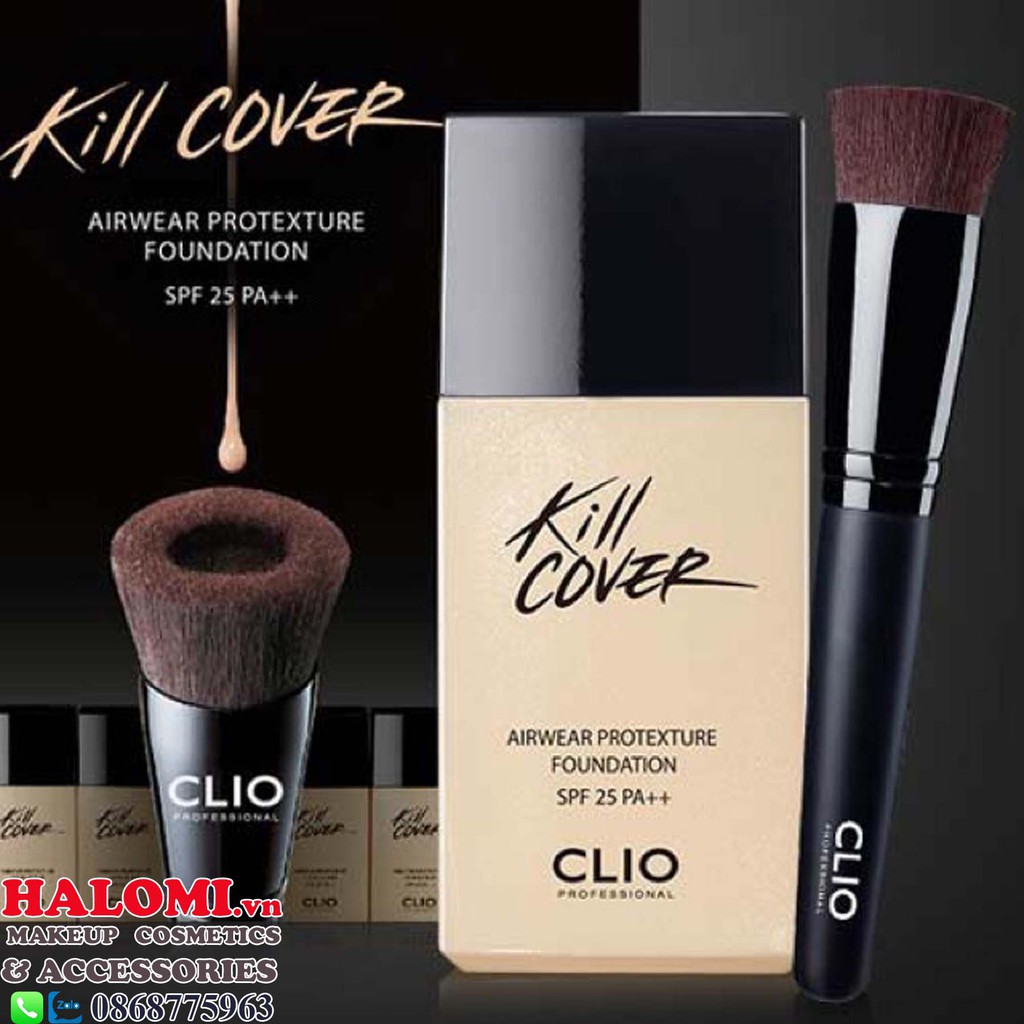 Set kem Nền Clio Kill Cover Airwear Protexture Foundation SPF25 PA++ (35ml) Kèm 1 Cọ tán Cao Cấp Chính Hãng | BigBuy360 - bigbuy360.vn
