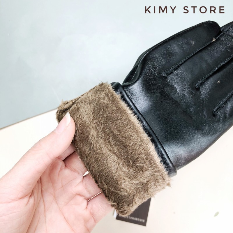 Găng tay nữ da cừu xuất khẩu, bao tay da cừu lót lông giữ nhiệt cho nữ -Kimy Store