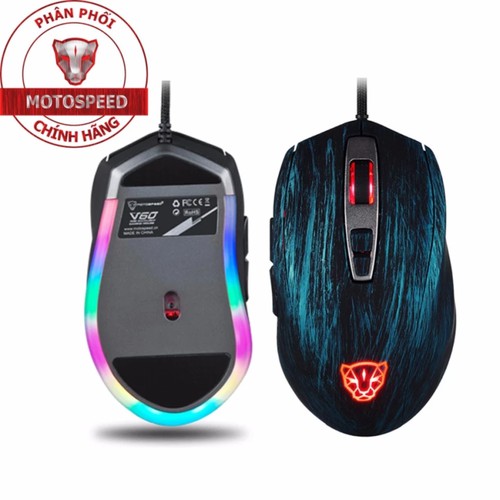 CHUỘT MOTOSPEED V60 (A3050) RGB Gaming mouse có LED thay đổi theo DPI Xanh, đỏ, đen