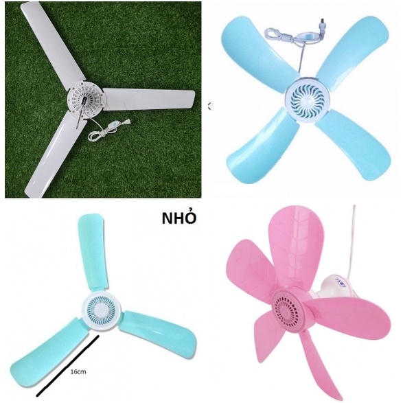 QUẠT TRẦN MINI 5 CÁNH, 4 CÁNH, 3 CÁNH DÀI 16cm, 20cm [HCM]